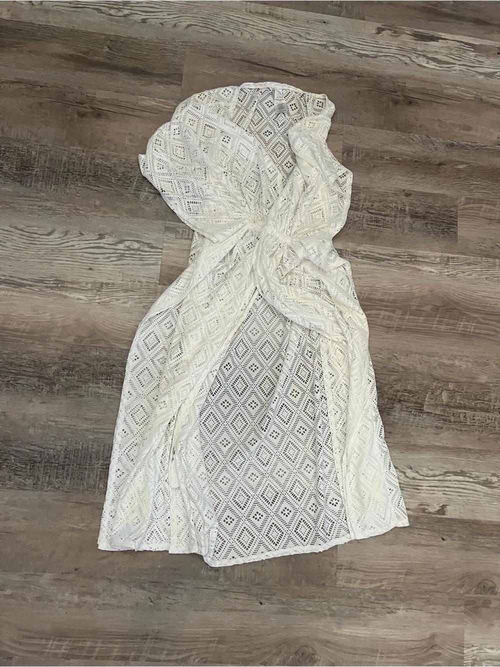 Time and Tru White Strapless Crochet Midi Dress